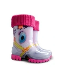 DEMAR Detské zateplené dievčenské gumáky Twister LUX Print Pony 0039HA